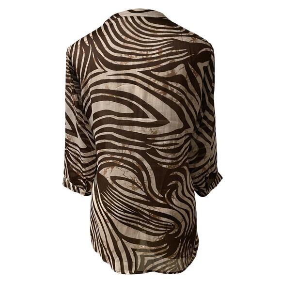 Chico's  Brown‎ and White Animal Print Size 2 - Picture 3 of 7